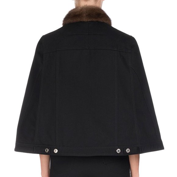 Givenchy Black Denim Cape/Poncho/Coat w/Mink Collar - Picture 2 of 16